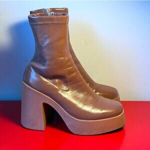 Asos Design Chunky Size 6 US Made in Italy Funky Y2K Brown Ankle Platform Boots